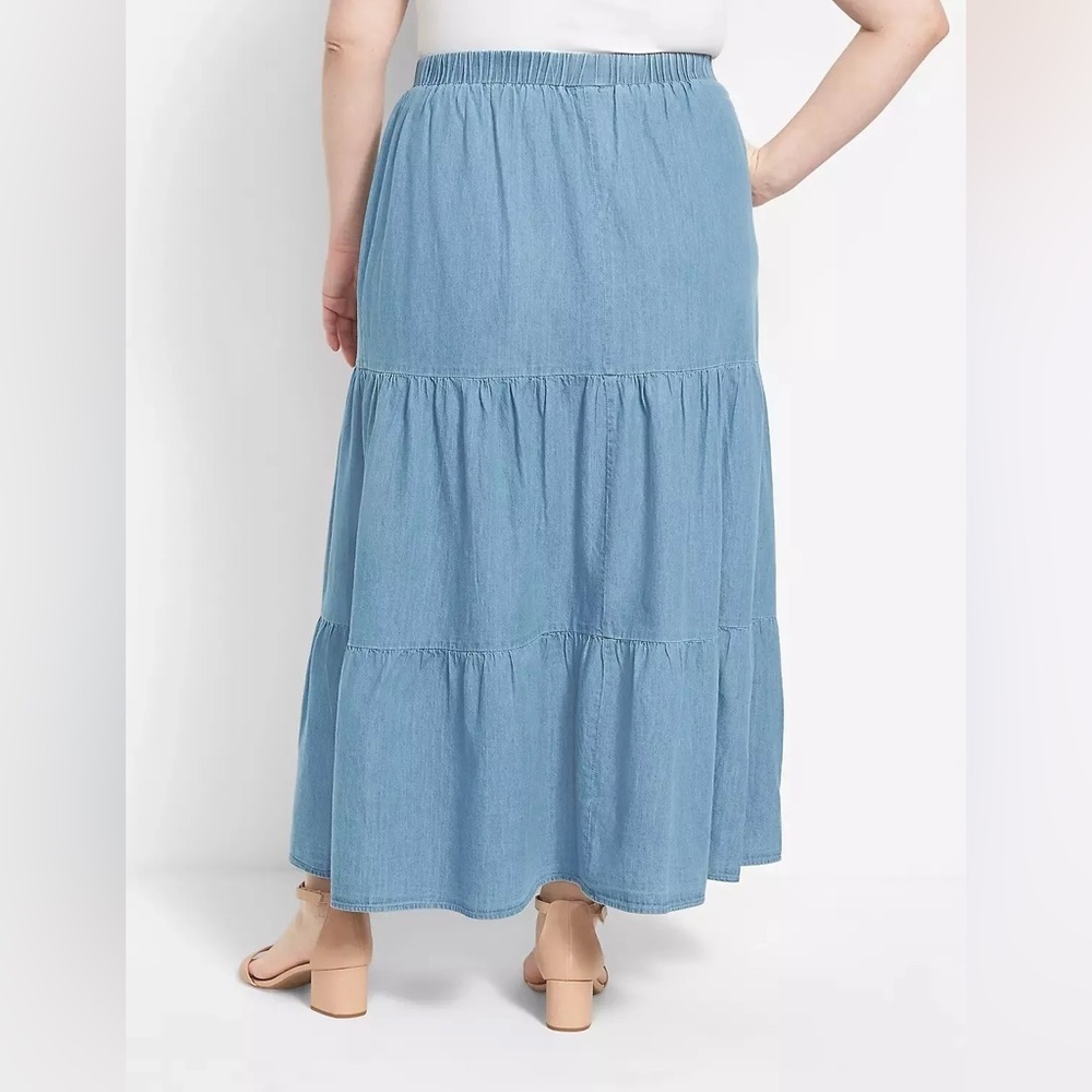 Lane Bryant Tiered Maxi Skirt 100% rayon - Picture 2 of 8